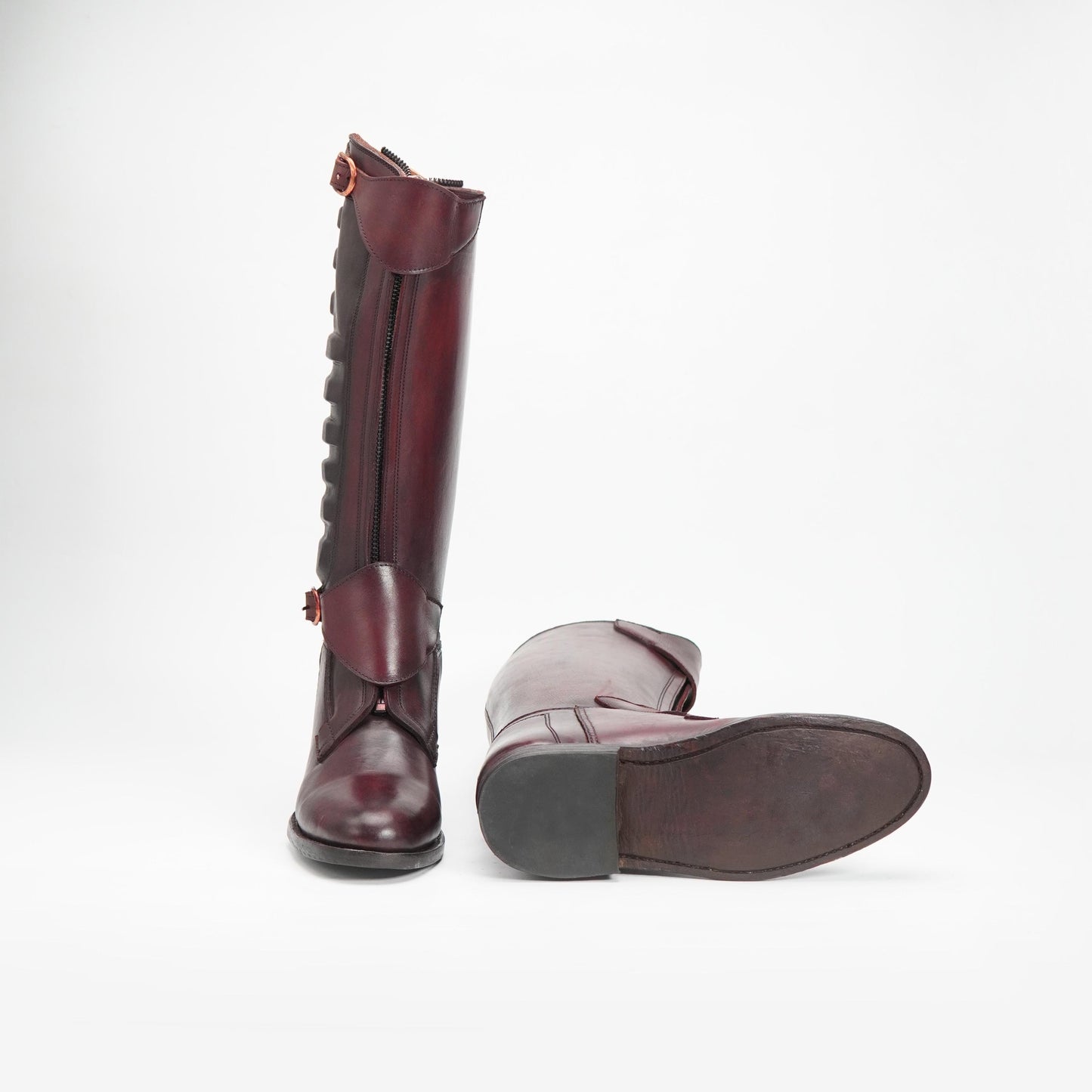 Burgundy Leather Riding Boots: Handmade Equestrian Polo Boots