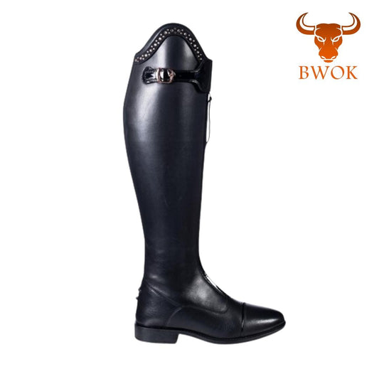 Handmade Black Leather Riding Boots – Studded Equestrian Polo Boots