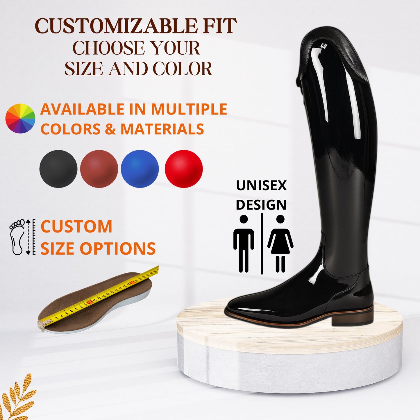 Handmade Patent Leather Dressage Boots: Custom Equestrian Riding Boots