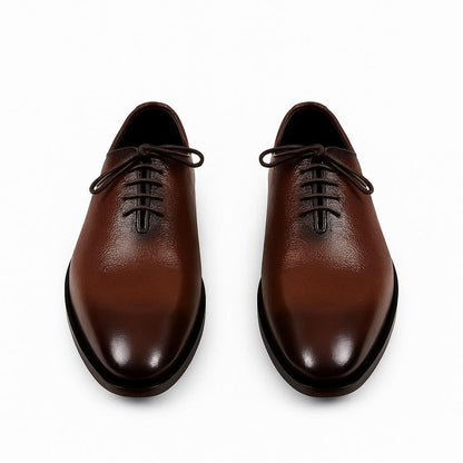 Handmade Brown Leather Oxford Shoes for Men – Burnished Dress Lace-Up Shoes