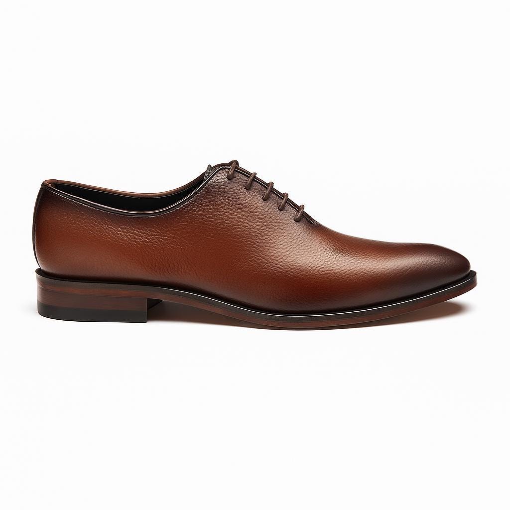 Handmade Brown Leather Oxford Shoes for Men – Burnished Dress Lace-Up Shoes