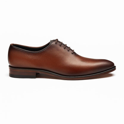 Handmade Brown Leather Oxford Shoes for Men – Burnished Dress Lace-Up Shoes