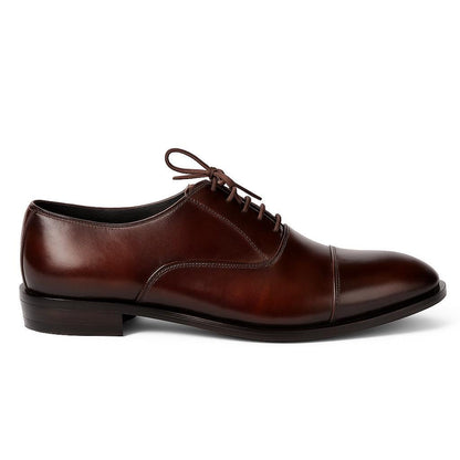 Handgemachte braune Oxford Schuhe aus Leder – Klassische Cap-Toe Anzugschuhe