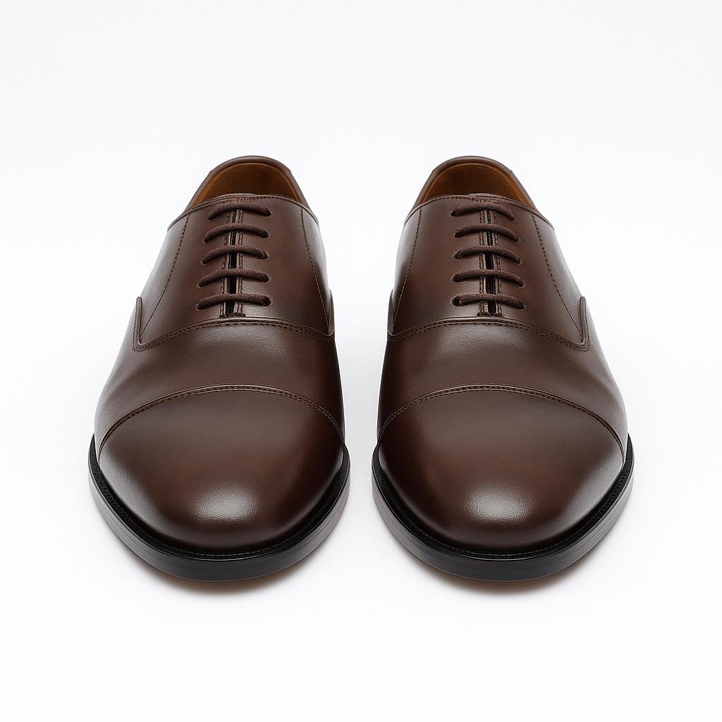 Handgemachte braune Oxford Schuhe aus Leder – Klassische Cap-Toe Anzugschuhe