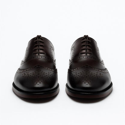 Handgefertigte Oxford-Schuhe aus braunem Leder – elegante Abendschuhe mit polierter Vorderkappe von BWOK