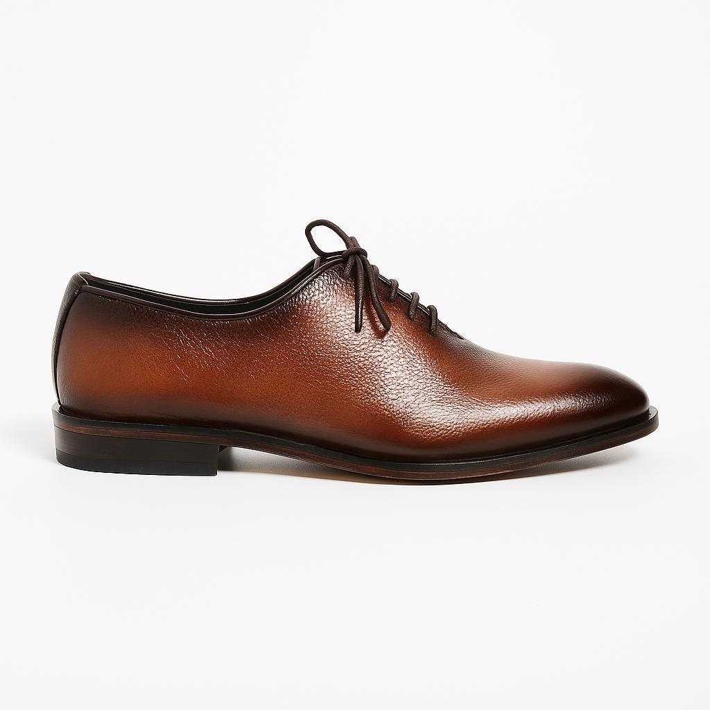 Handmade Brown Leather Oxford Shoes for Men – Burnished Dress Lace-Up Shoes