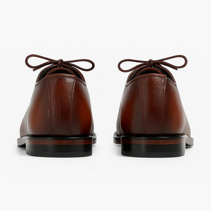 Handmade Brown Leather Oxford Shoes for Men – Burnished Dress Lace-Up Shoes