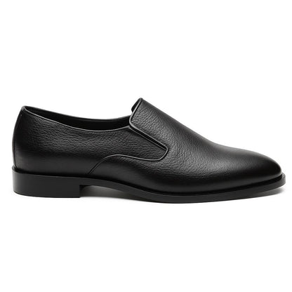 Handmade Black Leather Slip-On Dress Shoes for Men and Women