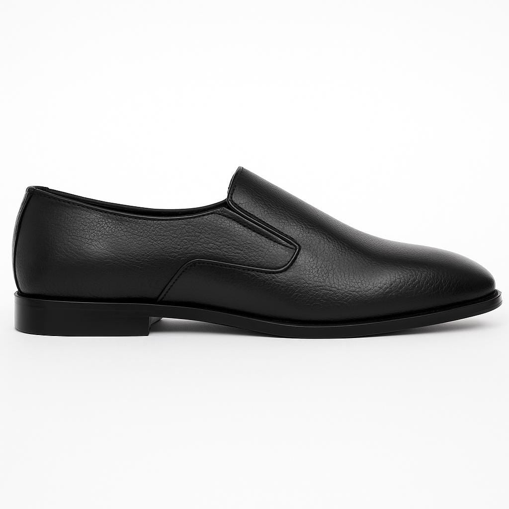 Handmade Black Leather Slip-On Dress Shoes for Men and Women