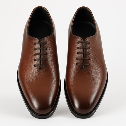 Handmade Brown Leather Oxford Shoes for Men – Burnished Dress Lace-Up Shoes