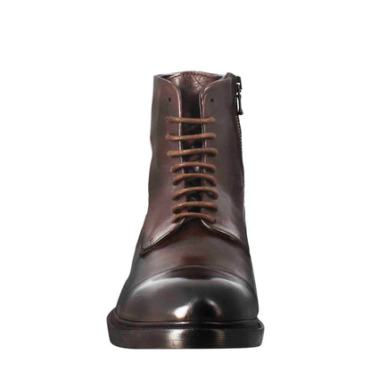 Dark Brown Leather Lace-Up Ankle Boots – Classic Handcrafted Combat Boots