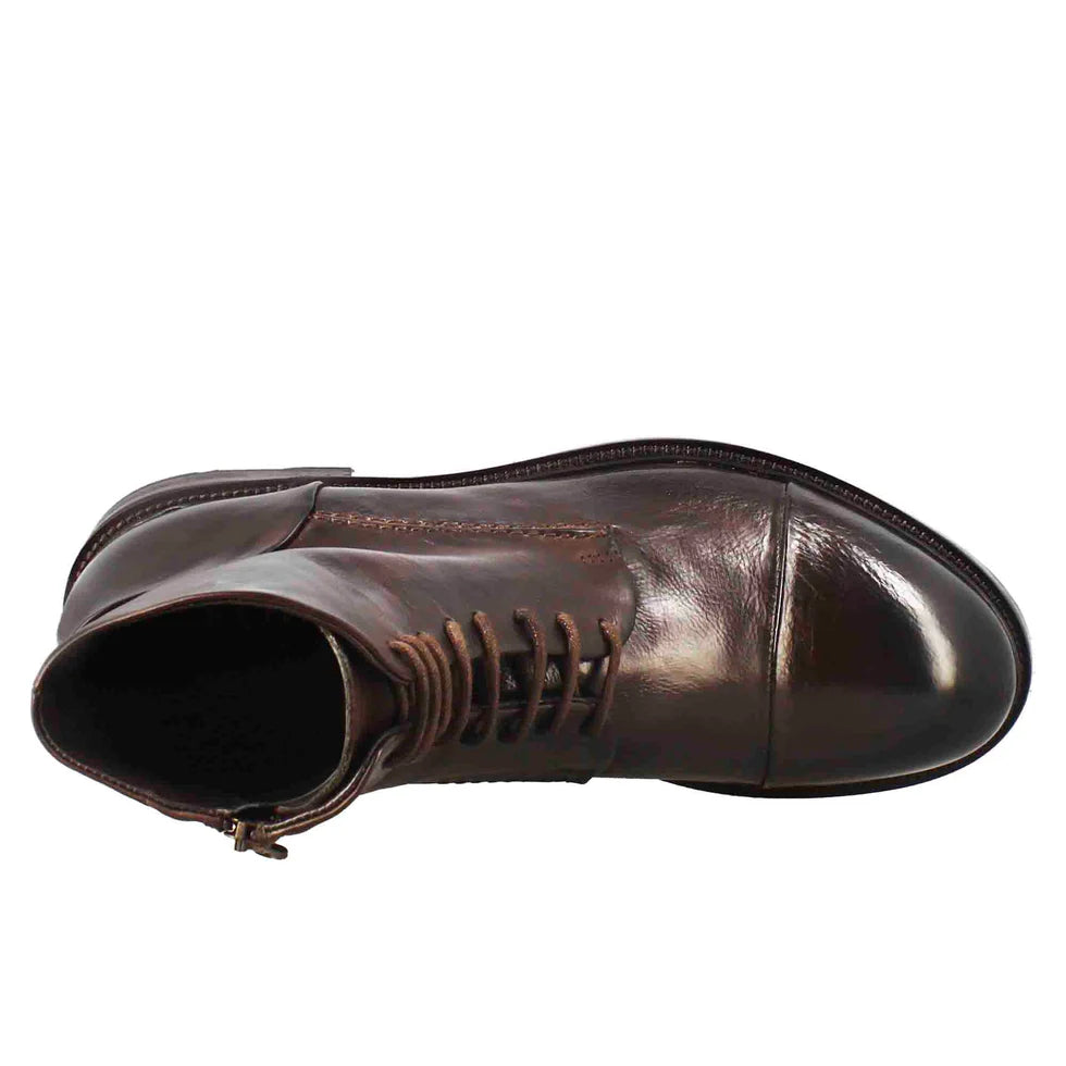 Dark Brown Leather Lace-Up Ankle Boots – Classic Handcrafted Combat Boots
