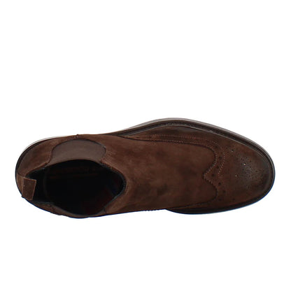 Dark Brown Suede Chelsea Boots with Brogue Detailing – Classic Ankle Boots