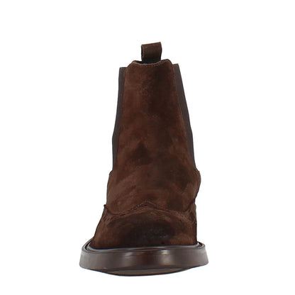 Dark Brown Suede Chelsea Boots with Brogue Detailing – Classic Ankle Boots