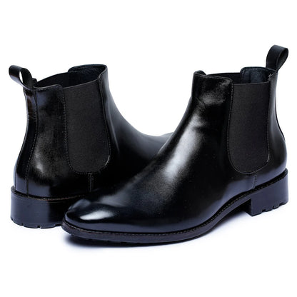 Black Polished Leather Chelsea Boots – Classic Slip-On Ankle Boots