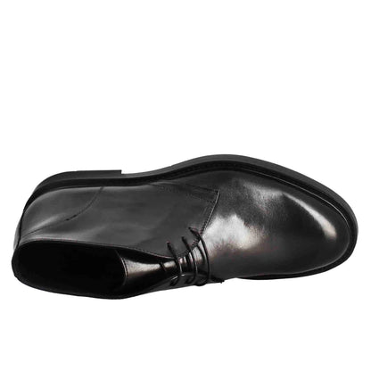 Men’s Black Leather Lace-Up Chukka Ankle Boots