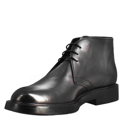 Men’s Black Leather Lace-Up Chukka Ankle Boots