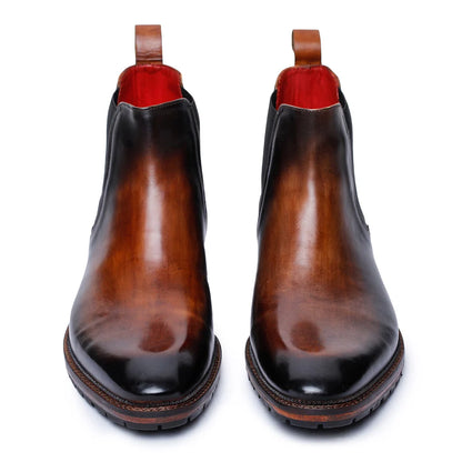 Brown Leather Chelsea Boots with Elastic Side Panels – Handcrafted Dress Boots