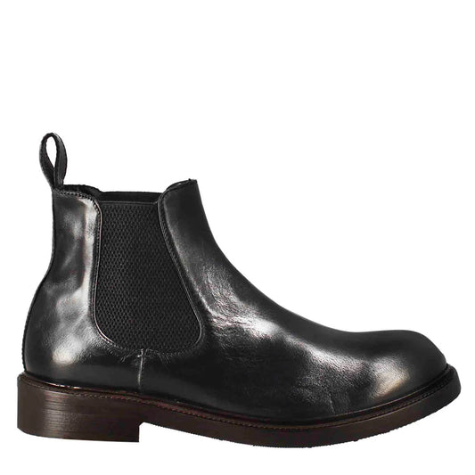 Black Leather Chelsea Boots with Textured Elastic Panels – Everyday Classic Ankle Boots