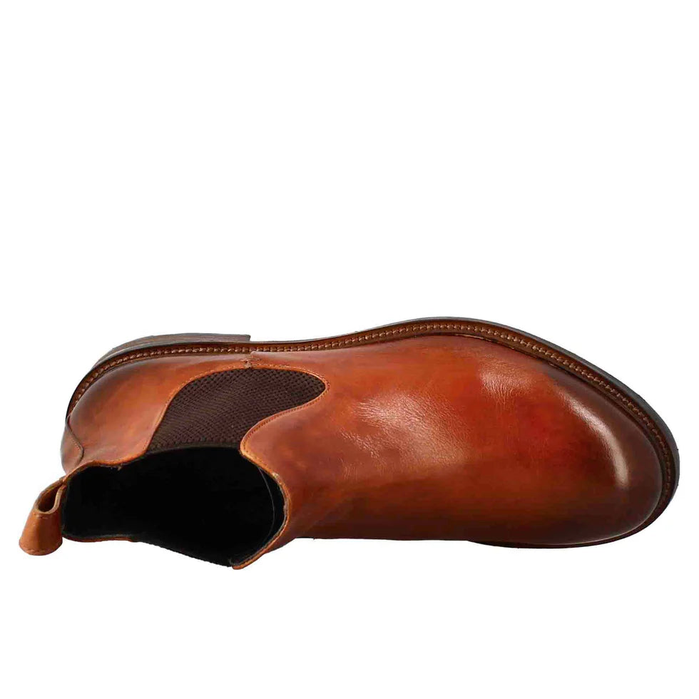 Botines Chelsea de cuero color camel – Botines clásicos sin cordones