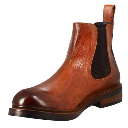 Botines Chelsea de cuero color camel – Botines clásicos sin cordones