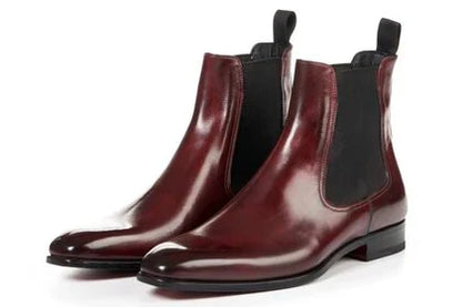 Burgundy Leather Chelsea Boots – Hand-Finished Classic Ankle Boots