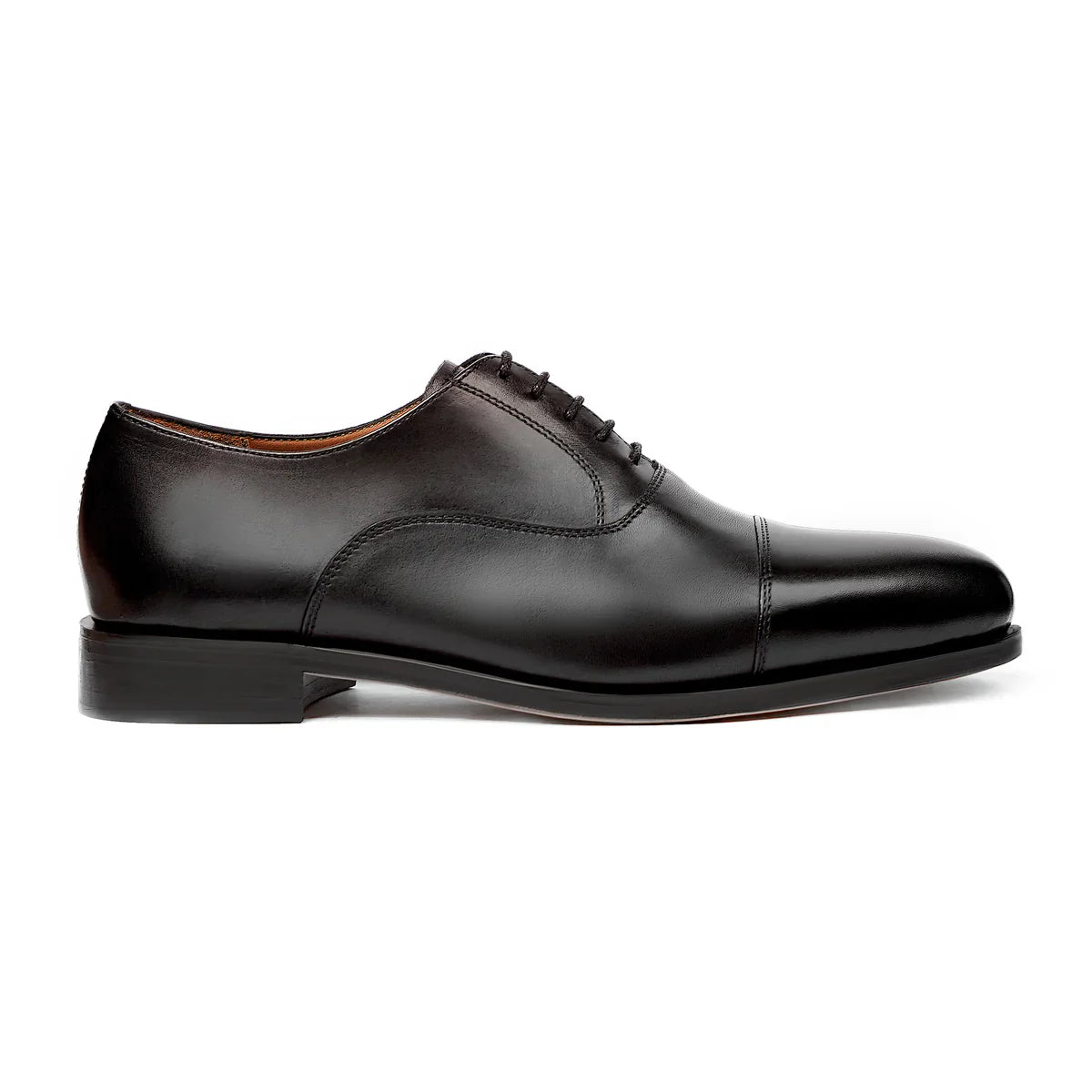 Handmade Black Cap-Toe Oxford Shoes